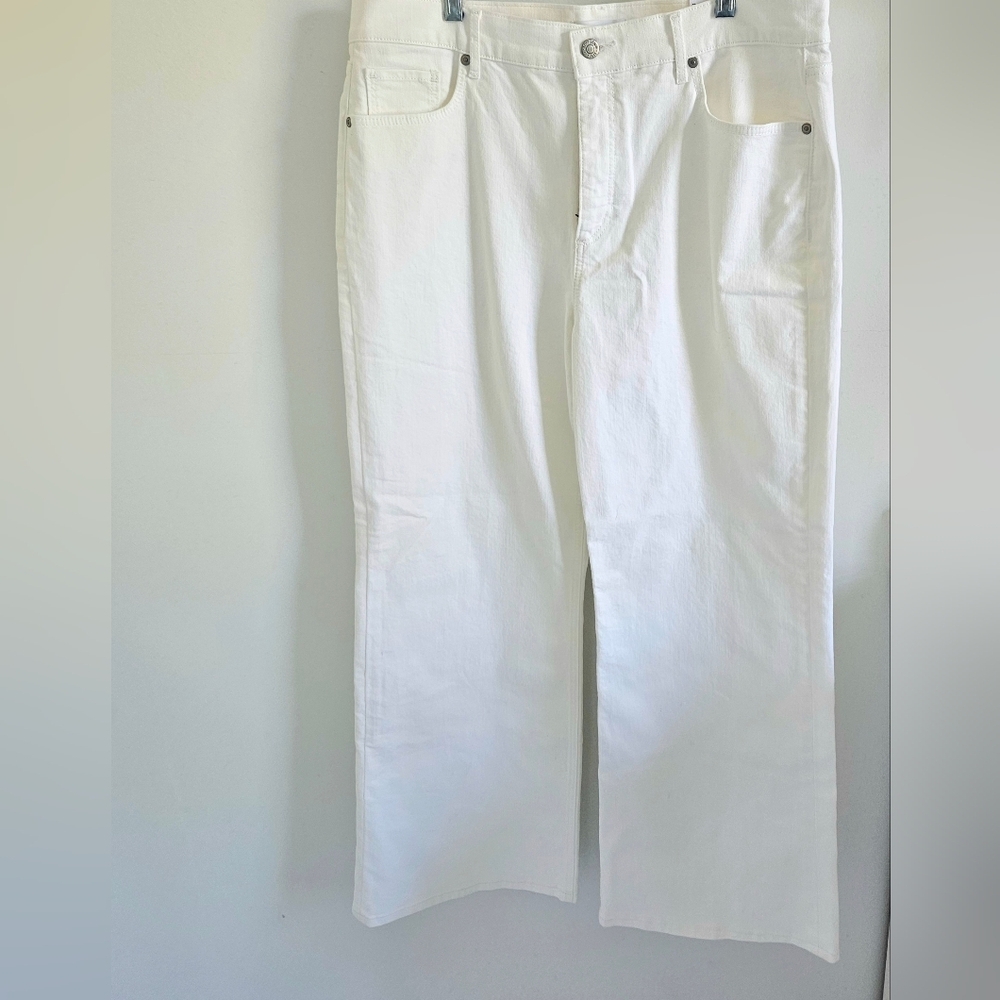 Loft Wide Leg High Rise White Distressed Jeans NWT